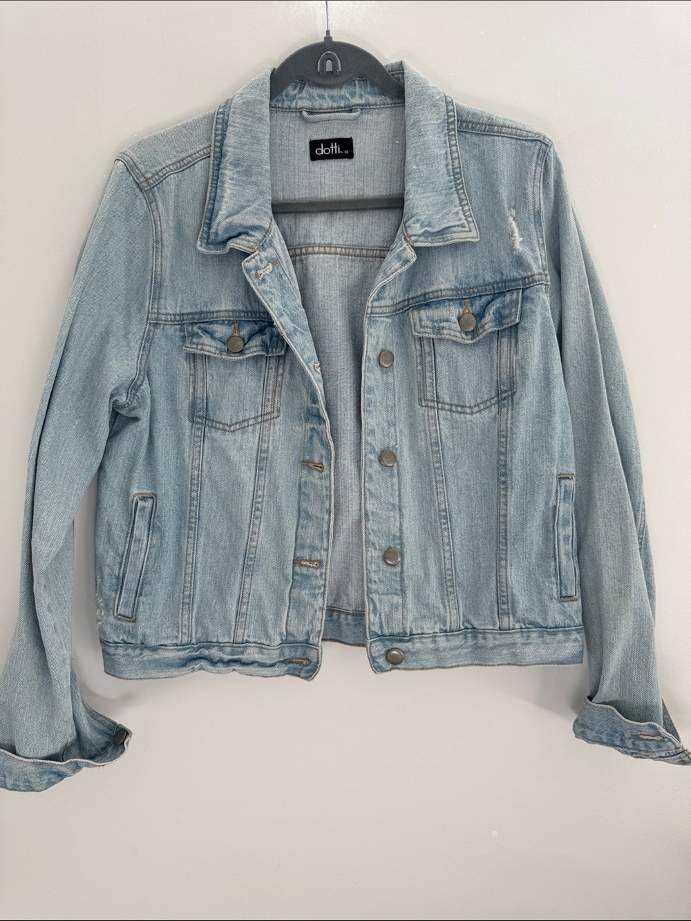 Dotti Faded Light Blue Denim Jacket - Women's Casual Jean Jacket